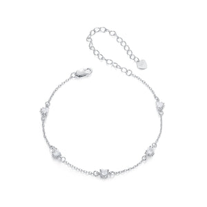 925 Sterling Silver Bracelet with Pavé Setting CZ and White Gold Plating