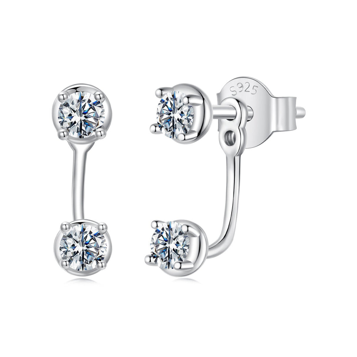 925 Sterling Silver White Gold Plated Moissanite Earrings 0.1 Carat for Women