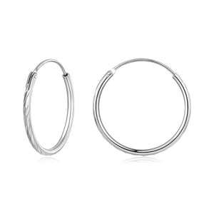 925 Sterling Silver Earrings for Women - White Gold Plated, 2.3x0.2 cm