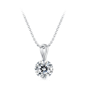 925 Sterling Silver Moissanite Necklace 40+5cm with White Gold Plating for Women