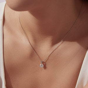 925 Sterling Silver Moissanite Necklace 40+5cm with White Gold Plating for Women