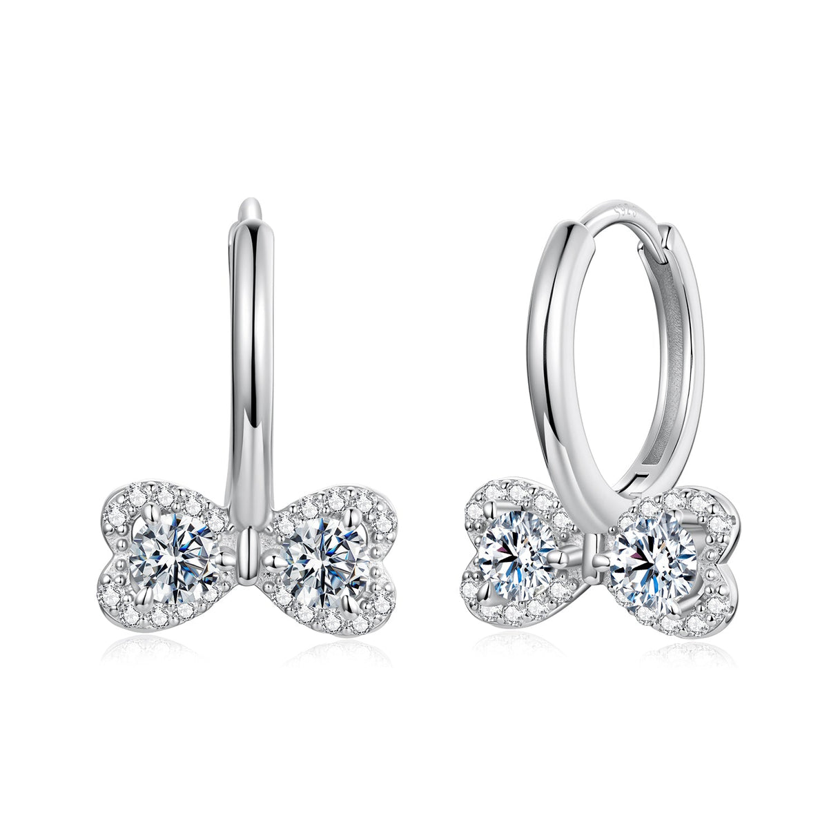 925 Sterling Silver Moissanite 0.20 Carat Earrings Plated White Gold for Women