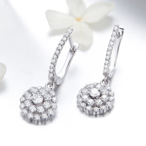 925 Sterling Silver Plated Platinum Pavé Setting CZ Earrings