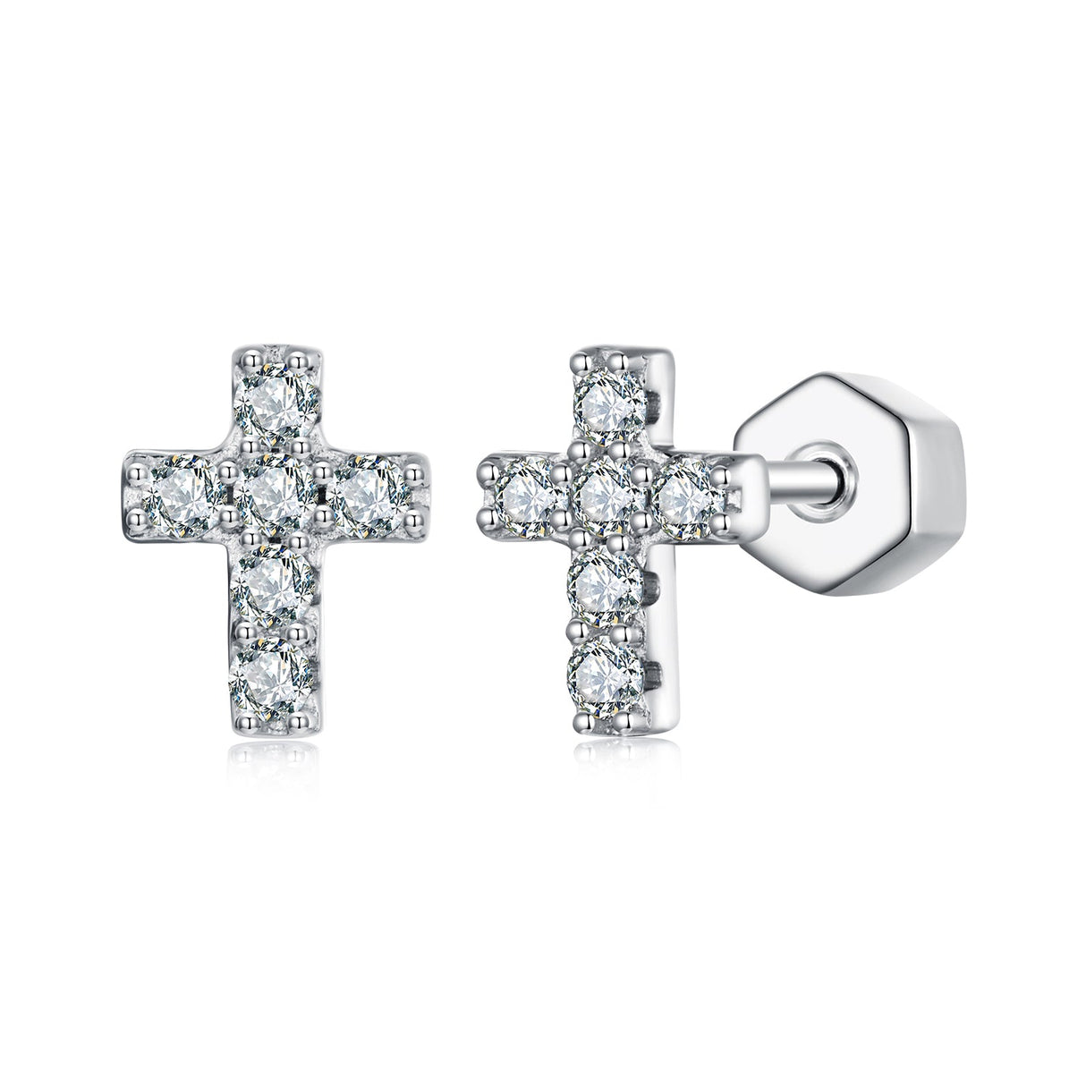 925 Sterling Silver Moissanite Earring 0.7x0.6cm for Women