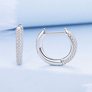 925 Sterling Silver Pavé Setting CZ Earrings for Women