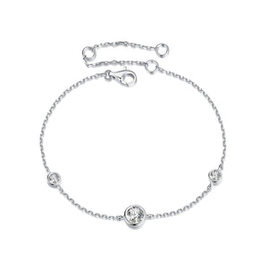 925 Sterling Silver 5mm Moissanite & 3mm Moissanite Bracelet for Women