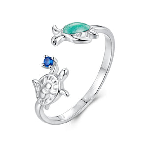 925 Sterling Silver Enamel White Gold Plated Ring for Women