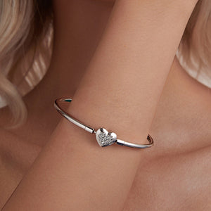 925 Sterling Silver White Gold Plated CZ Bracelet for Women - Size 17.0