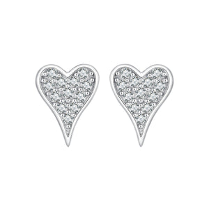 925 Sterling Silver White Gold Plated Pavé CZ Earrings