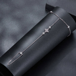 925 Sterling Silver White Gold Plated Moissanite Bracelet, 15+6cm, for Women