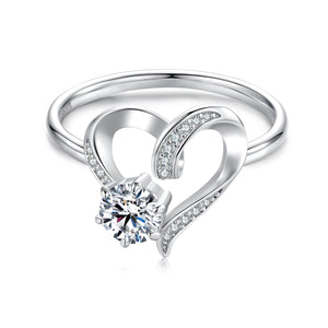 925 Sterling Silver Moissanite Heart-Shaped Ring Size 7 for Women