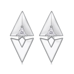 925 Sterling Silver Earrings with White Gold Plating and CZ