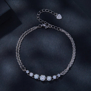 925 Sterling Silver 5MM Moissanite Bracelet for Women