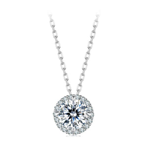 925 Sterling Silver Moissanite Necklace 40+5cm with Pavé Setting for Women