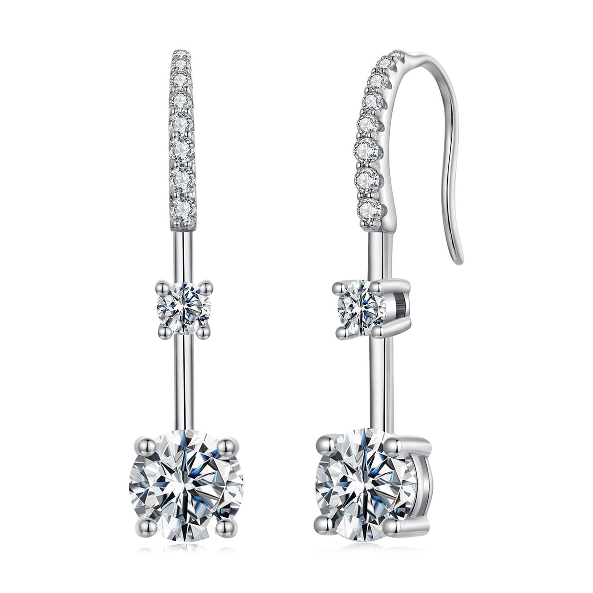 925 Sterling Silver Moissanite 1.00 Carat Earrings for Women