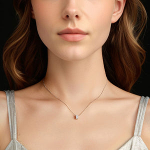 925 Sterling Silver & Moissanite Necklace, 40+5cm Length, White Gold Plated, Women's Jewelry