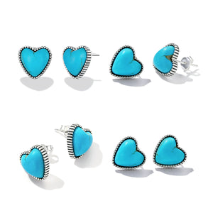 925 Sterling Silver Oxidized Turquoise Earrings for Women