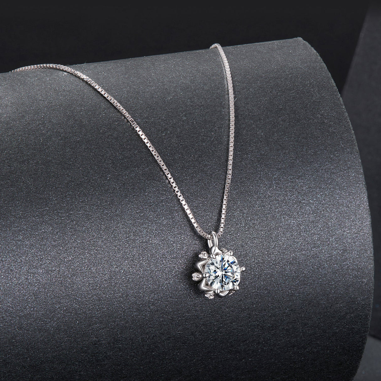 925 Sterling Silver Moissanite & CZ Pavé Necklace - 40+5cm for Women