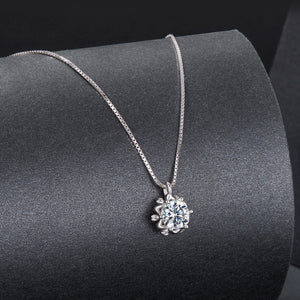 925 Sterling Silver Moissanite & CZ Pavé Necklace - 40+5cm for Women
