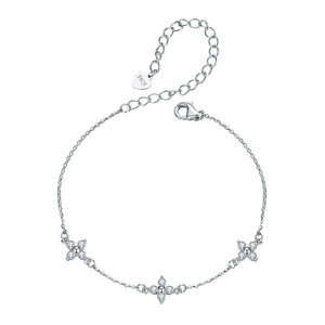 925 Sterling Silver & Plated White Gold Moissanite Bracelet 15+6cm for Women