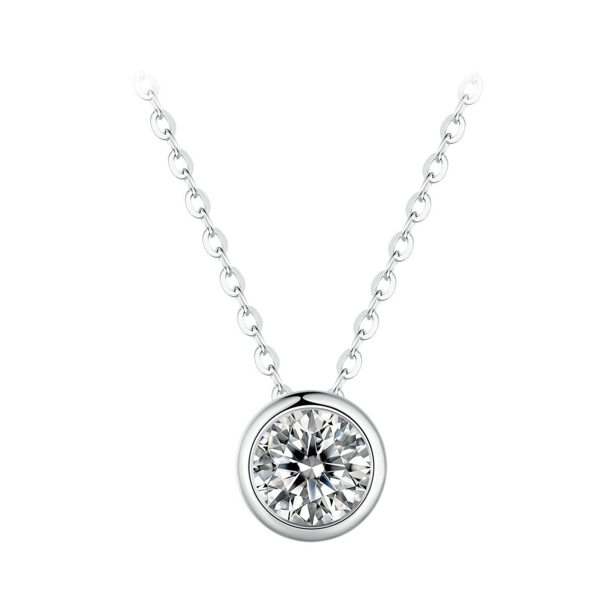S925 Sterling Silver Moissanite Necklace 400mm with 1ct Moissanite for Women