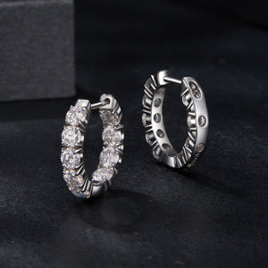 925 Sterling Silver Moissanite Earrings 0.1 Carat White Gold Plated 1.5x0.3cm Women