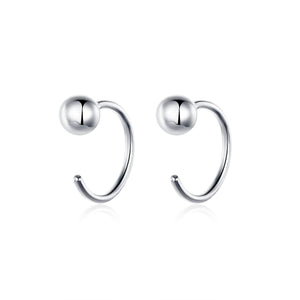 925 Sterling Silver Earrings with Plated Platinum, 1cm Diameter for Women