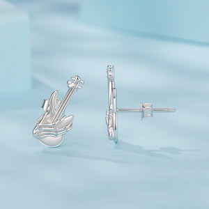 925 Sterling Silver Earrings for Women with White Gold Plating, Size 1.5x0.6cm
