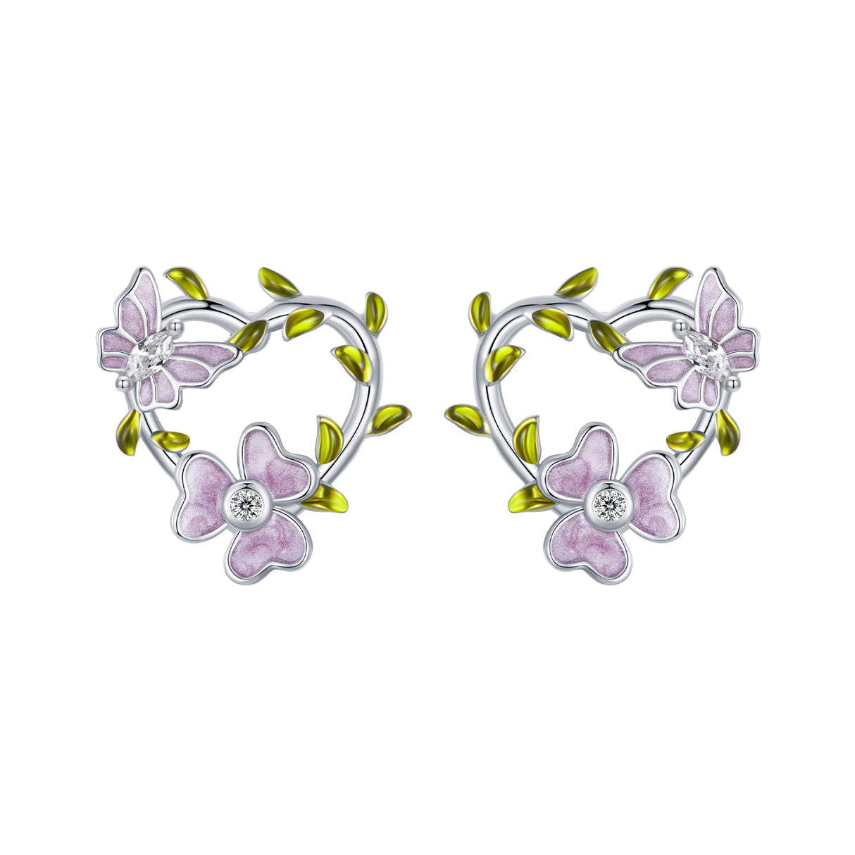 925 Sterling Silver Enamel CZ Plated Earrings