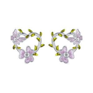 925 Sterling Silver Enamel CZ Plated Earrings