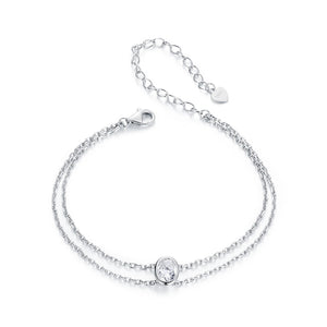 925 Sterling Silver Moissanite 1 Carat Bracelet for Women - White Gold Plated, 150+60mm