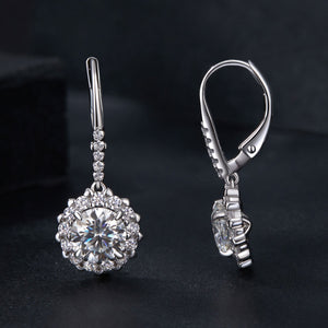 925 Sterling Silver Moissanite 1ct Earrings 26x11mm Pavé White Gold for Women