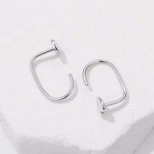 925 Silver White Gold Plated 1.4cm Brass Earrings for Women