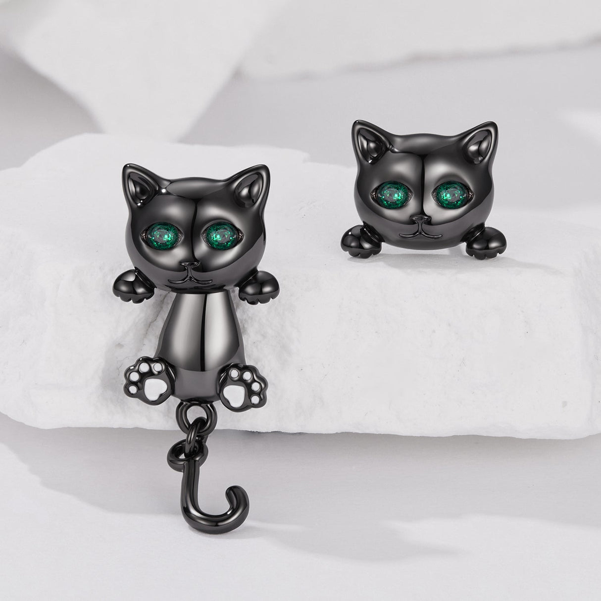 Brass & S925 Silver Earrings | 2.8*1.1cm | White Gold Plated with Pavé Setting CZ for Women