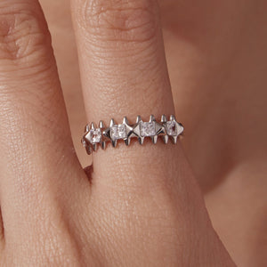 925 Sterling Silver 0.24cm White Gold Plated Ring with CZ for Women Size 6