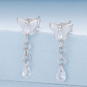 925 Sterling Silver & Brass Earrings with White Gold Plating, 2.0x0.8cm for Women