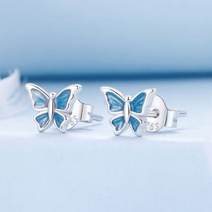 S925 Sterling Silver Earrings with Enamel Process, 6*8mm, Plated Platinum for Women