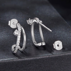 925 Sterling Silver Moissanite Earrings for Women - 1.4x0.5cm, Pavé Setting