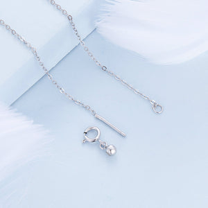 925 Sterling Silver Adjustable Moonstone Necklace with CZ Accents for Women