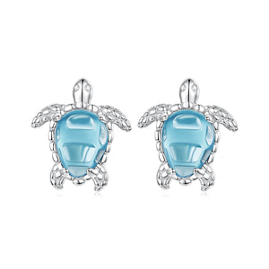 925 Sterling Silver & Brass Transparent Glass CZ Earrings 1.3*1.2cm for Women