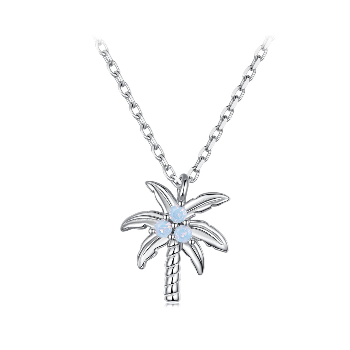 925 Sterling Silver + Nano Opal Stone Pendant Necklace for Women