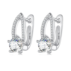 925 Sterling Silver Earrings with CZ Pavé Setting, 1.4*0.62cm for Women