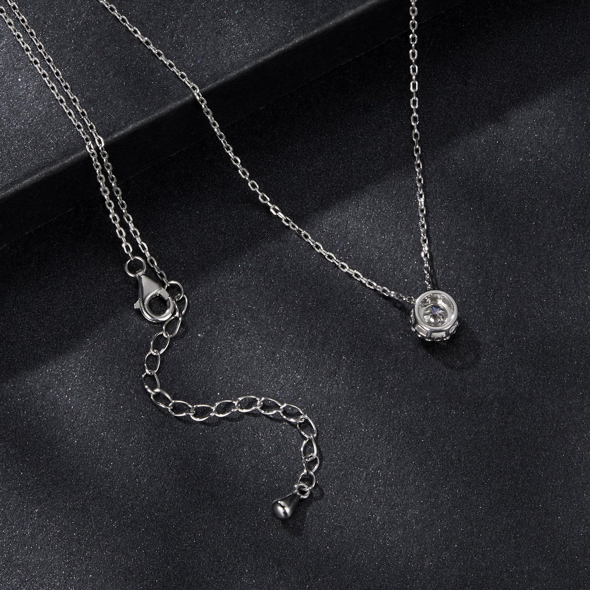 925 Sterling Silver Moissanite Necklace 40+5cm with Pavé Setting for Women