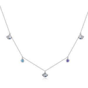 925 Sterling Silver Adjustable Necklace with Scallop Design and Pavé Setting CZ