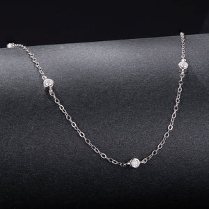 925 Sterling Silver White Gold Plated Adjustable Moissanite Necklace for Women