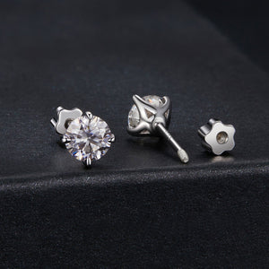 925 Sterling Silver Moissanite Stud Earrings for Women - 0.5ct, 0.6cm Size, White Gold Plated