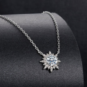 925 Sterling Silver 0.5 Carat Moissanite Necklace in White Gold Plating for Women