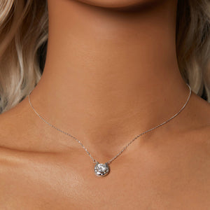 925 Sterling Silver Moissanite Necklace with Pavé Setting, 1 Carat, 400mm Length for Women