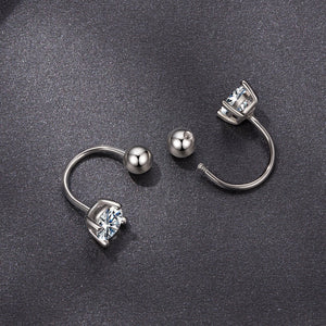 925 Sterling Silver Moissanite 0.1ct Earrings 1.3cm for Women