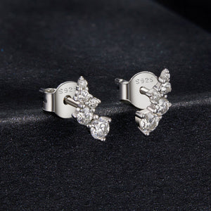 925 Sterling Silver Moissanite Earrings with White Gold Plating for Women